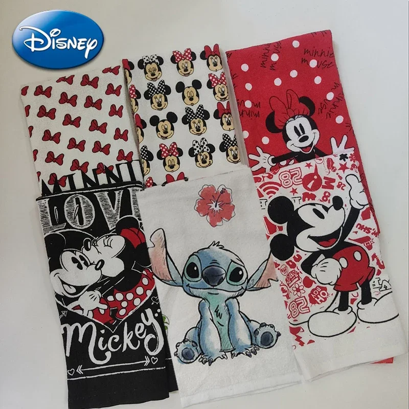 Toalla de mano de algodón con estampado de dibujos animados de Disney Stitch, toalla de mano de Mickey, almohada facial de gran tamaño, toallas de