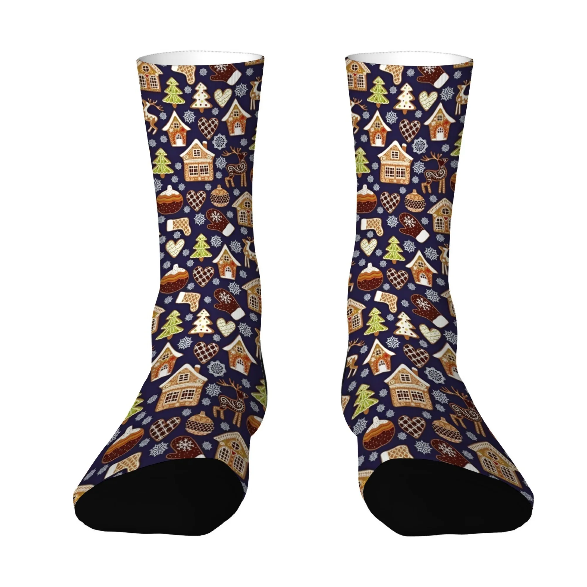 Calcetines de ciudad de cuento de hadas de pan de jengibre, calcetines Retro Vintage con patrón de Navidad, calcetines Unisex cómodos y transpirables, regalo único para vacaciones