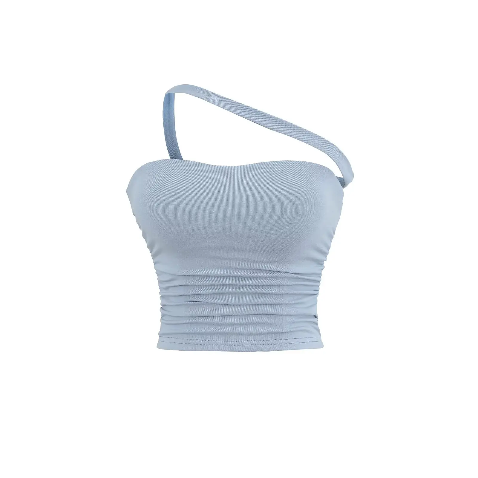 Clássico design bidirecional cinta colete feminino verão com almofada no peito sensação nua interior wear sexy versátil ort topo