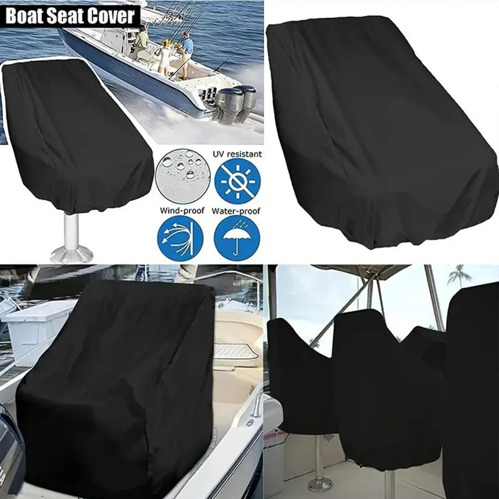 2pcs/set Waterproof Boat Chair Sleeve With Stretch Rope Easy Fixing For So Cover Can Be Firmly Fixed On Boat Gray