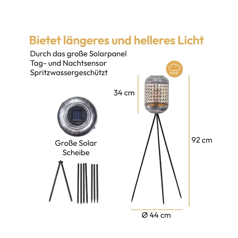 في الهواء الطلق مصباح أرضي معدني الشمسية مقاوم للماء الباعثة للضوء ديود مصباح أرضي شرفة ترايبود الإضاءة المستدامة حديقة الديكور