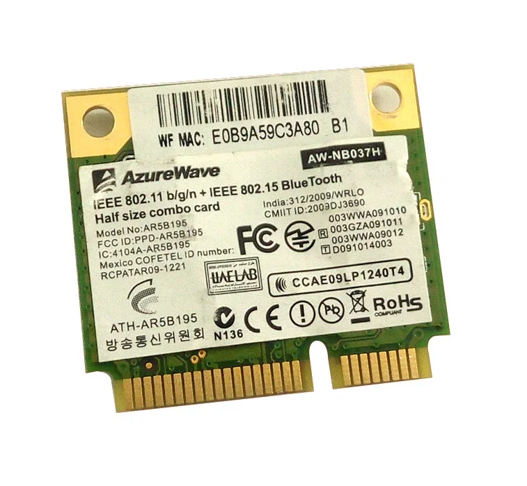 

New For AzureWave AW-NB037H AR9285 AR5B195 AR9002WB-1NGCD Half Mini PCI-E Wifi Bluetooth3.0 Wlan Wireless wlan Card