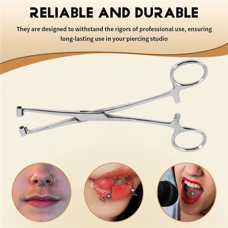 -MEOF Septum Forcep Abrazadera de aguja de acero inoxidable, herramienta de perforación corporal Herramienta de punción profesional para cejas perforadas