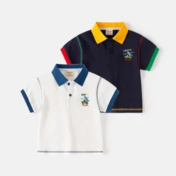 HoneyCherry Children's Short-sleeved T-shirt New Korean Boys POLO Shirt Baby Summer Lapel Tops Polo Shirt for Boys