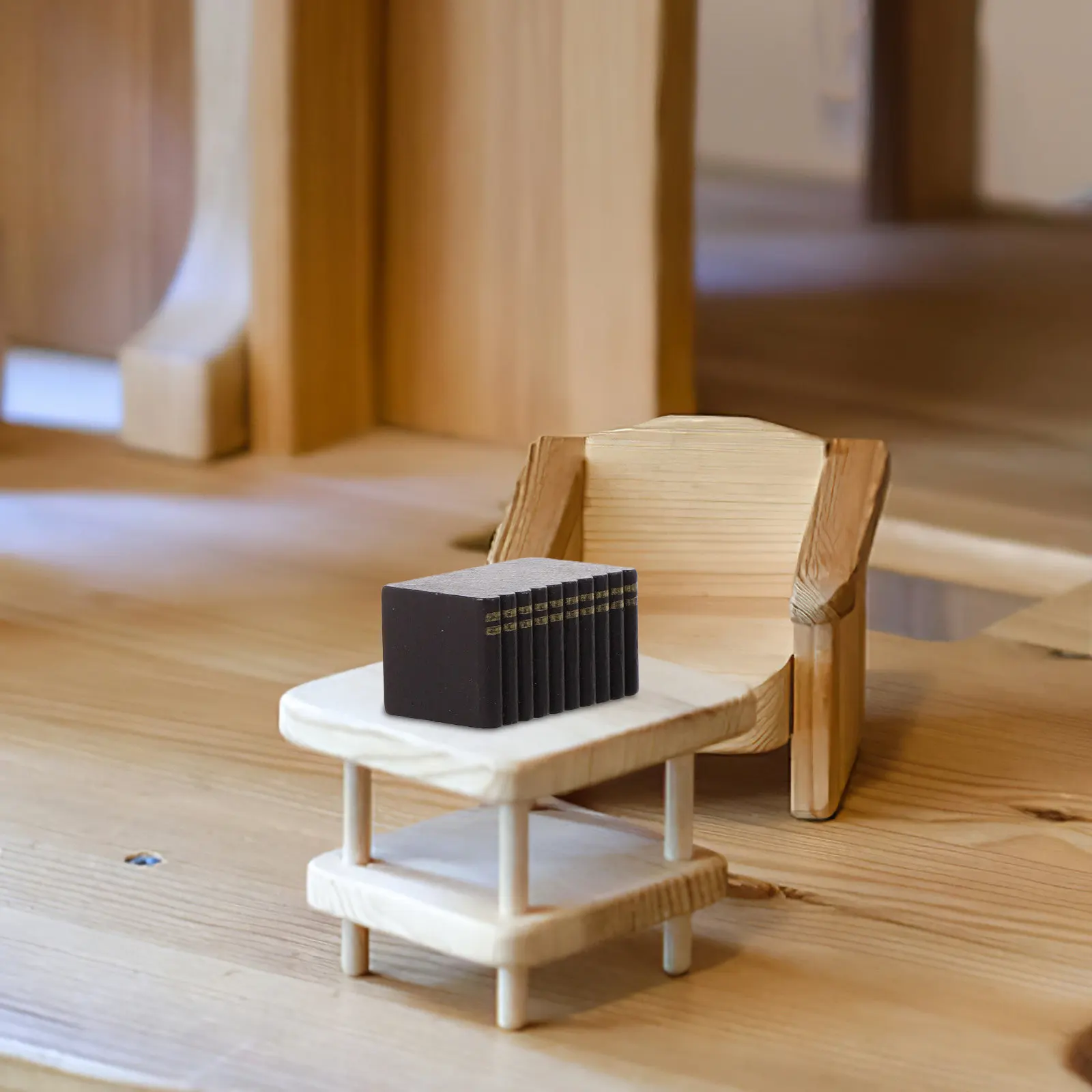 6Pcs Miniature Books Wooden Dollhouse Accessories Tiny Book Set for Shelf Room Decor Collection Display Mini Books for Display