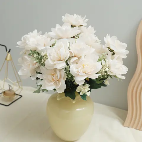 Orquídeas artificiais de seda branca, flores de lótus, chá, rosa, flor falsa para casa, casamento, noiva, decoração diy, buquê em massa, atacado