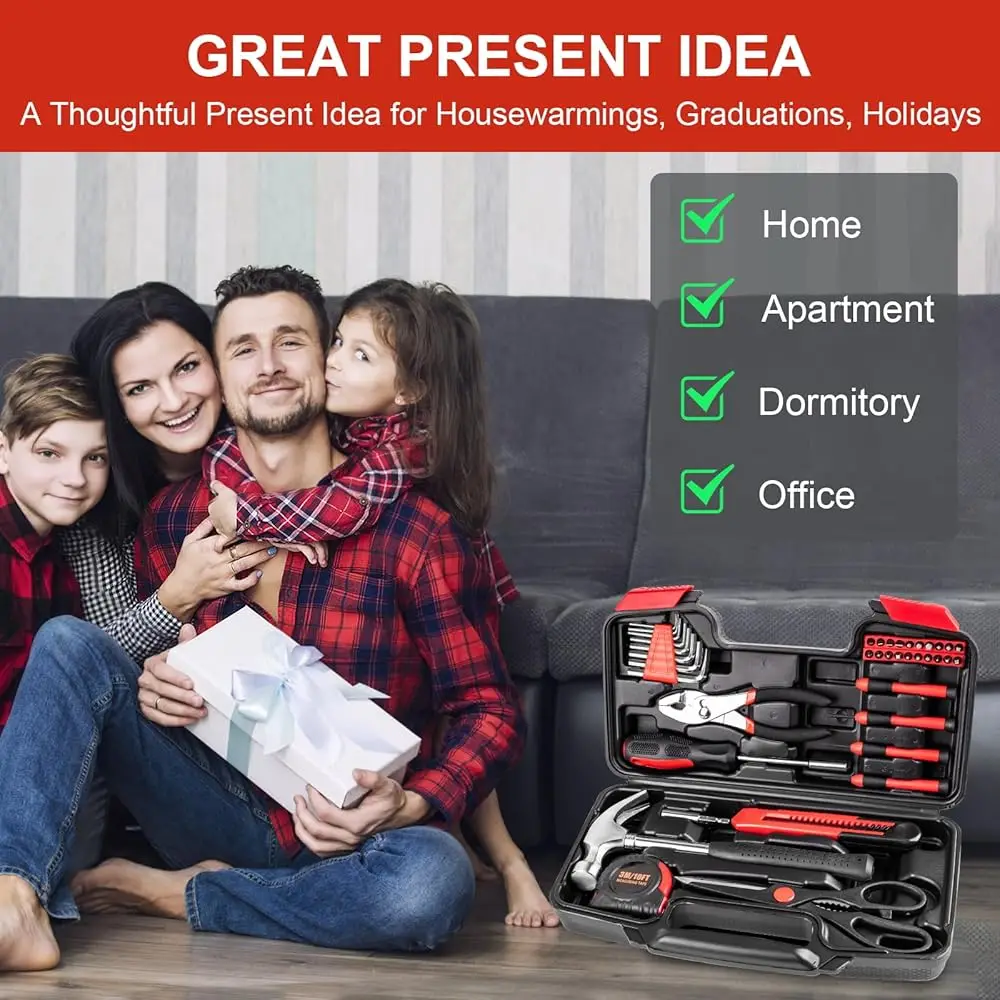 39Pcs Tool Set For Home, Basic Household Apartment College Dorm Repair Tool Kit, Small Home Hand Tool Set For All Purpose,