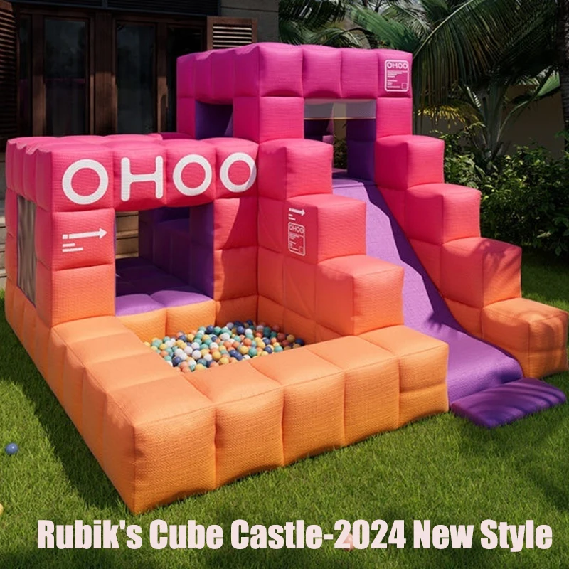 【JINLI TOYS】Rubik's Cube Castle Children's Inflatable Castle Family Small Naughty Castle Indoor Trampoline Home Outdoor Slide