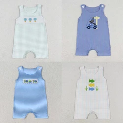 Wholesale Kids Newborn Embroidery Fish Trucks Sleeveless One-piece Coverall Bodysuit Baby Boy Toddler Romper Jumpsuit Clothing