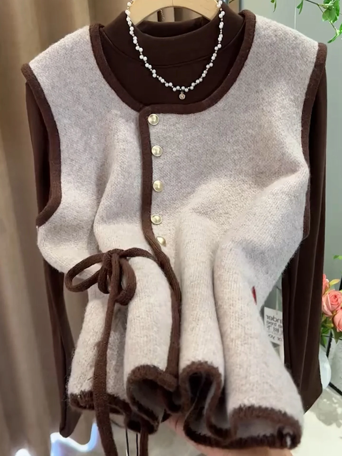 

Винтажный вязаный жилет Color Blo: свободный крой, антивозрастной эффект, универсальный, модный, для повседневной носки, для молодых женщин