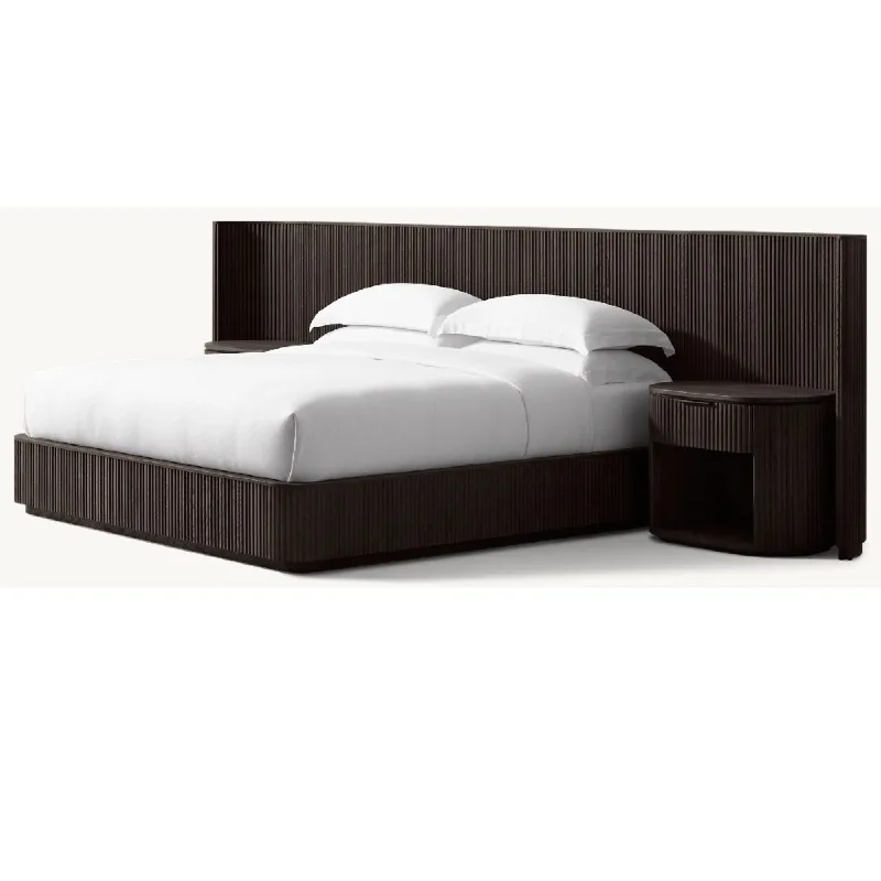Luxury Modern Beds Solid Oak Wooden King Queen Size Beds With Storage Drawers