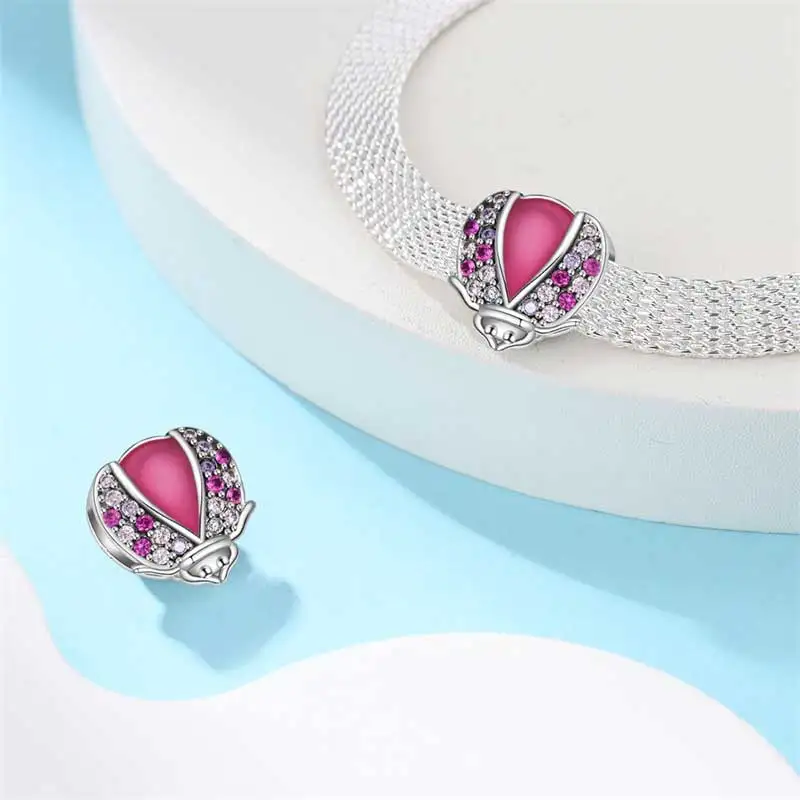 New In Silver Color Flat Bead Series-Pink Shell Beads Fit Pan Reflexions Bracelet DIY Charm Pendant Woman Jewelry Hot Sale