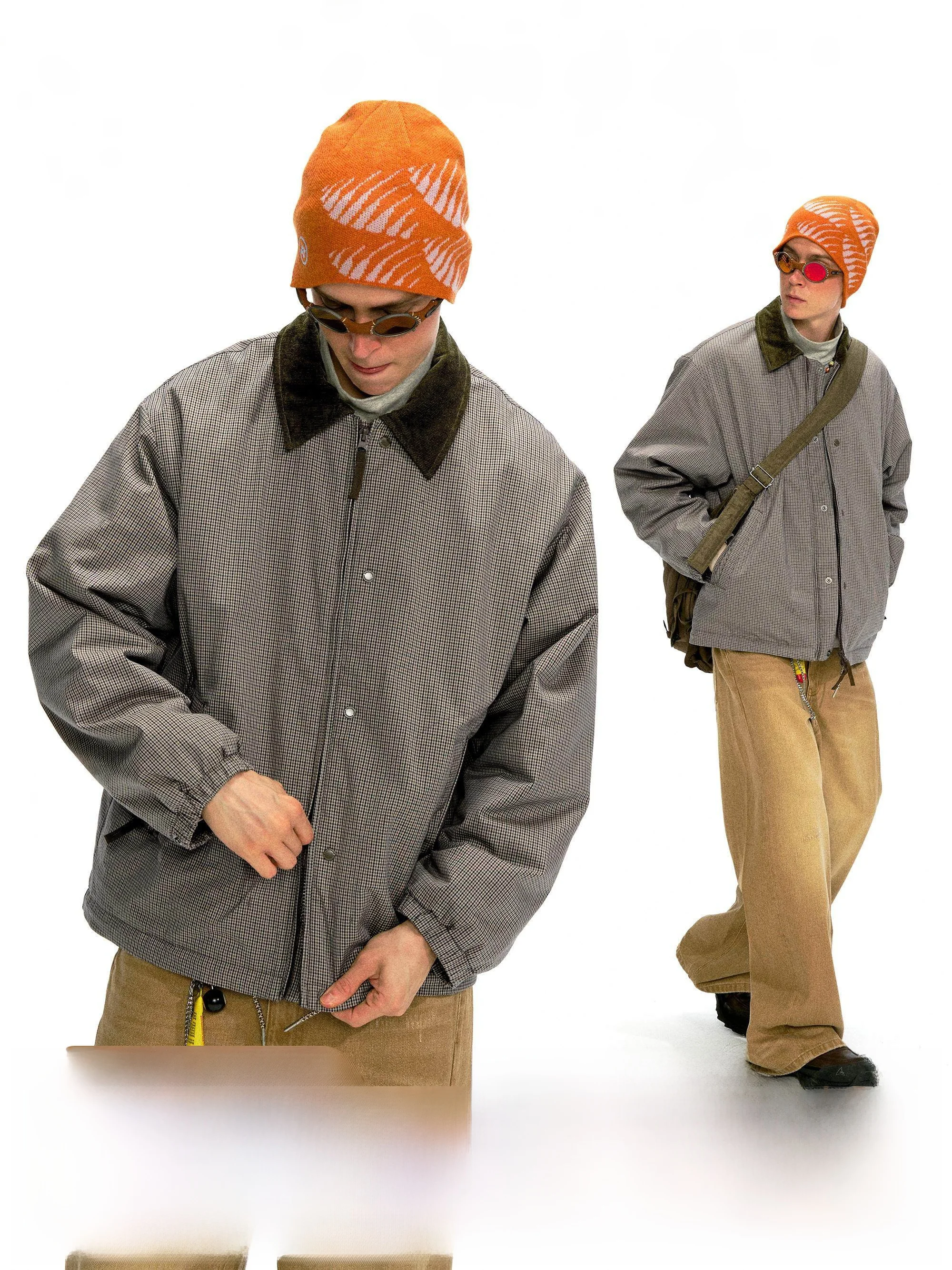 

NOTHOMME Men's Outdoor Autumn Winter Vintage Barn Sle Warm Cotton Jaet Loose Collar Hunting Suit Casual Youth Faion