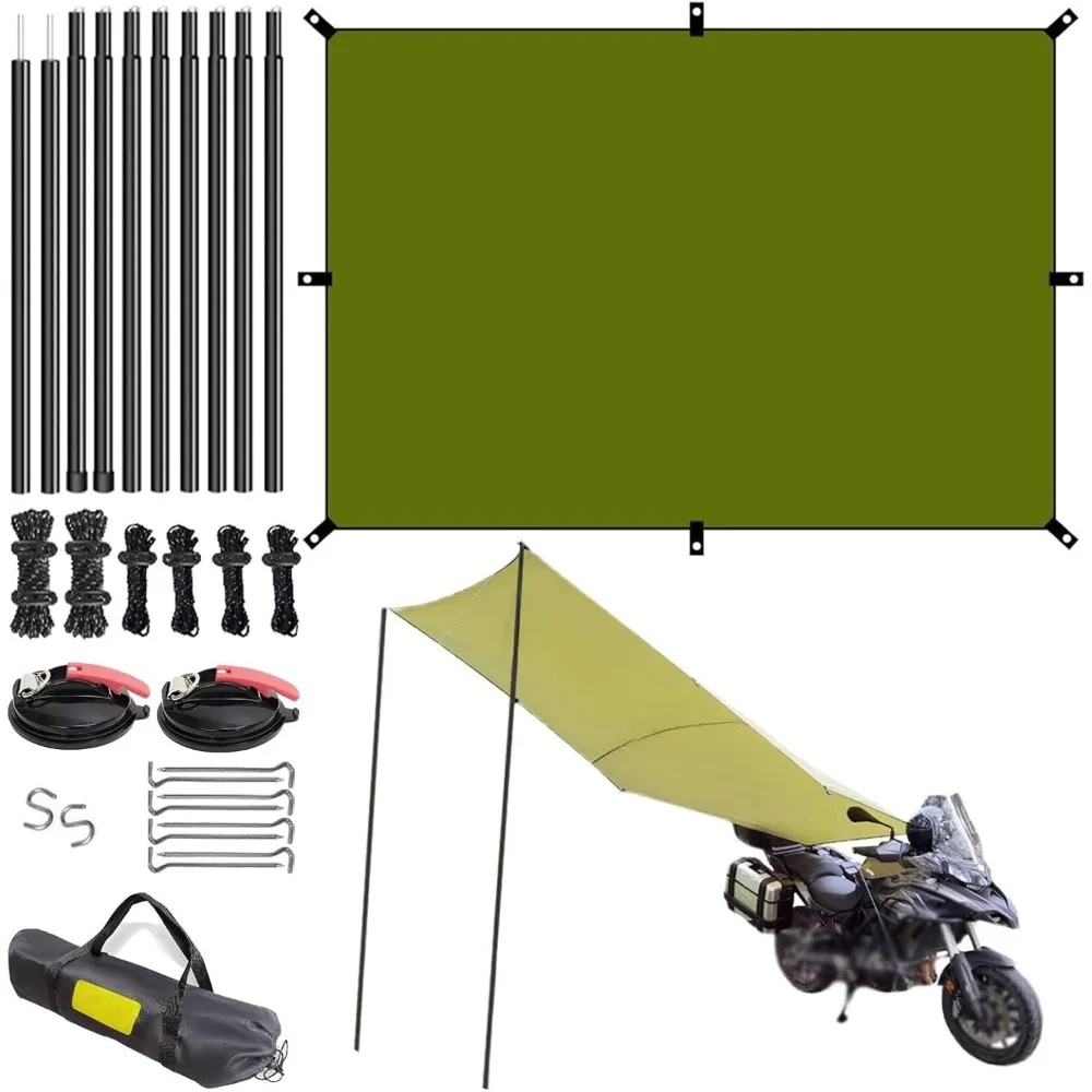 

Waterproof Car Side Awning Sun Shelter,with Adjustable Tarp Poles/Silver Sun Protection Coating Coated Oxford Cloth,Sun Canopy A
