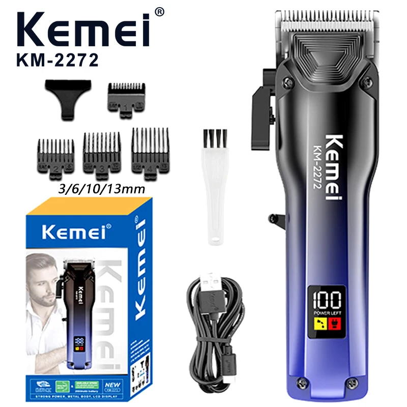 

Kemei Men's Hair Clipper Electric Professional Cordless Hair Trimmer USB Rechargeable Hair Clippers With LCD Display KM-2272