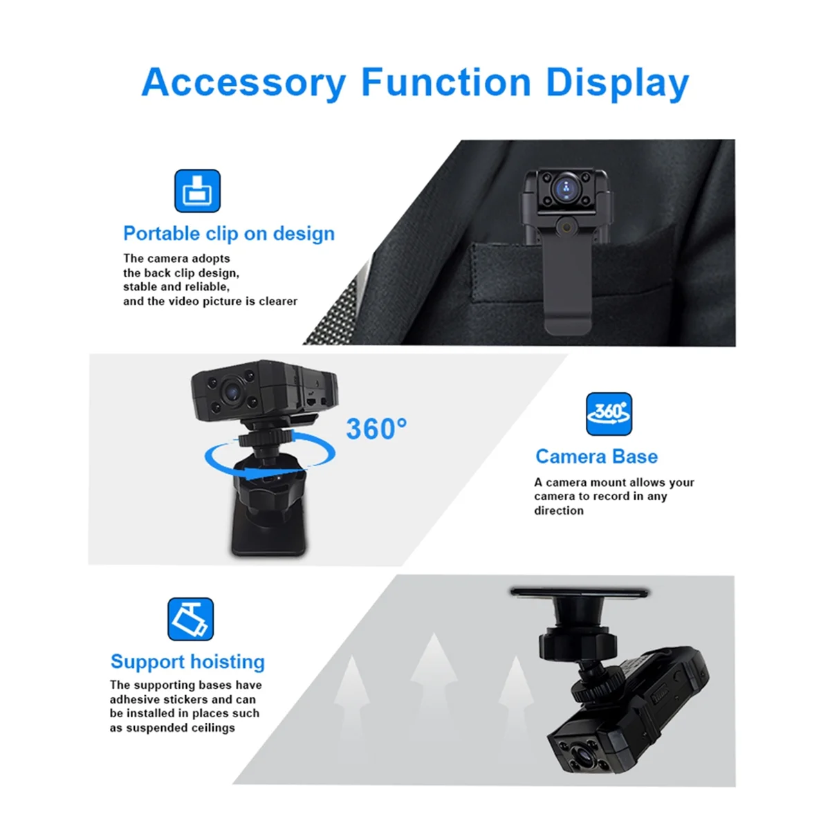 A07I MD36 Mini Camera HD 1080P Flashlight Mini Cam Magnetic Body Camera Motion Detection Snapshot Loop Recording Camcorder