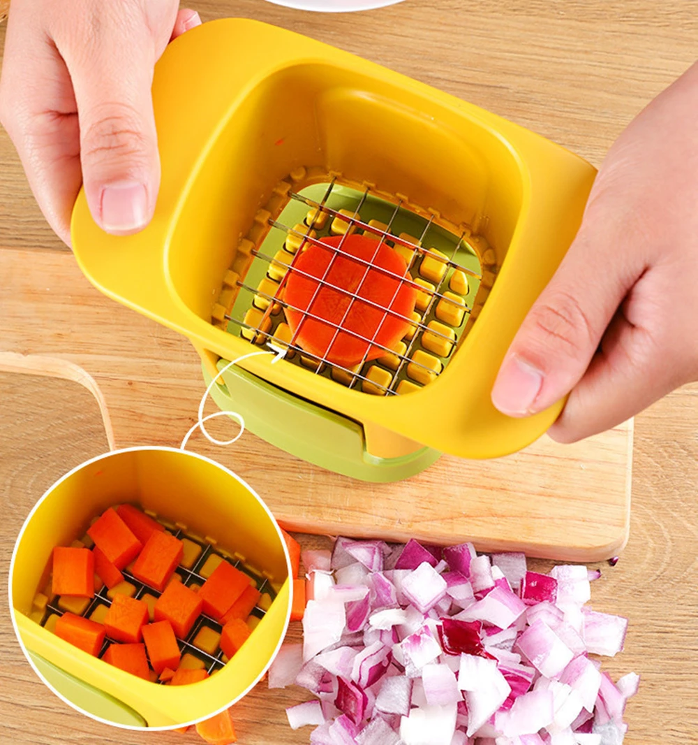 Multifunctional Hand Press Vegetable Cutter French Fries Slicer Carrot Potato Onion Dicer Kitchen Tool for Easy Chopping Slicing