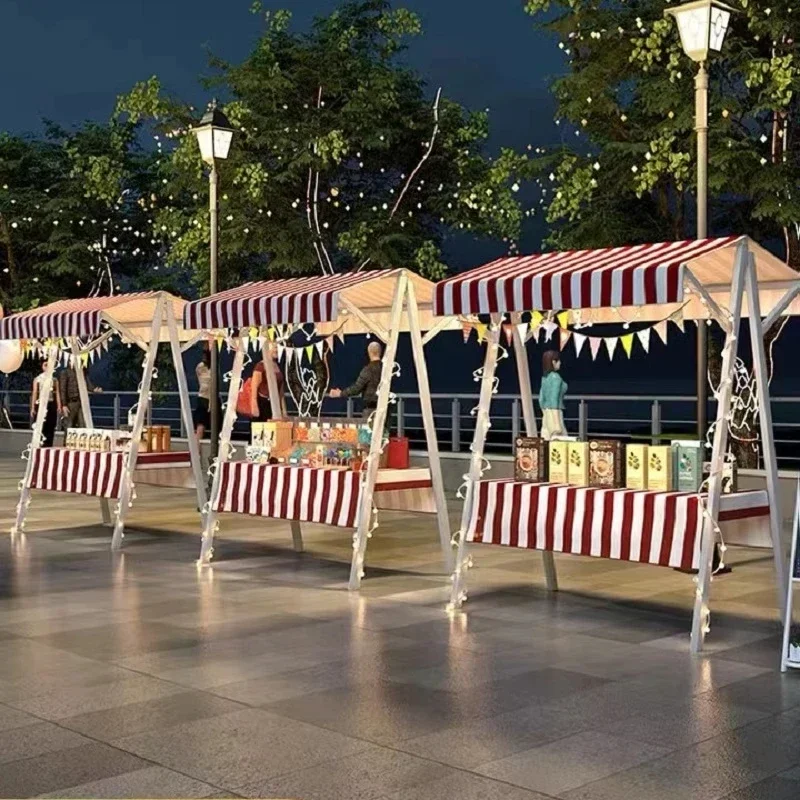 Market stall display rack, market night market wrought iron stall shelf, promotional display stand truck, mobile foldable