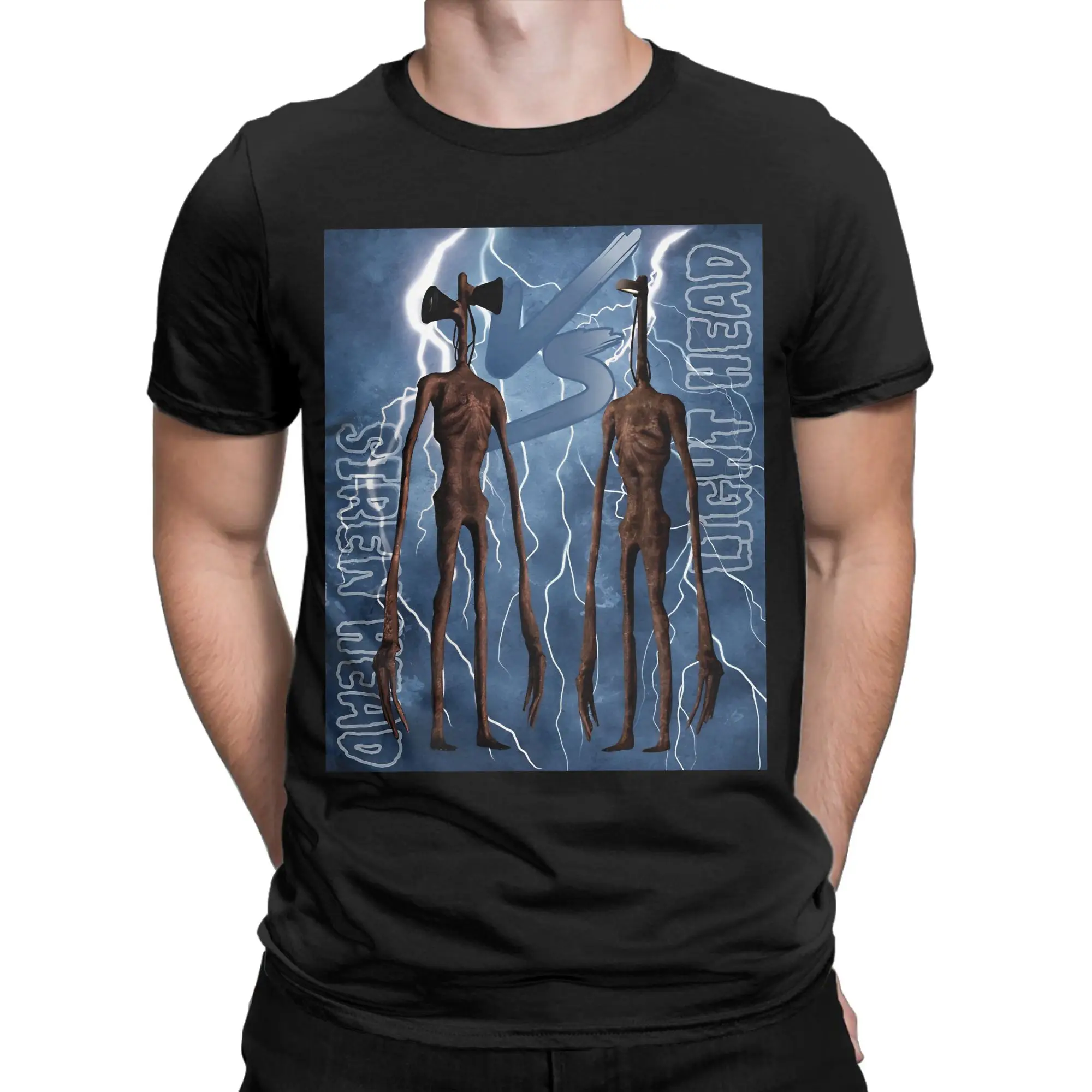 Siren Head Light Head T Shirt Men Women's Cotton Novelty T-Shirt Crewneck  Tee Shirt Short Sleeve Tops 6XL