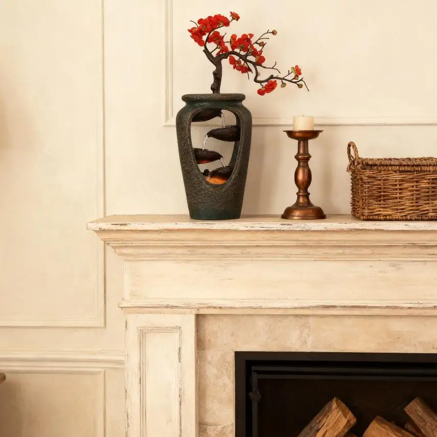 

Настольный светодиодный светильник, смоляный фонтан, ваза-водопад с распылителем, тихий домашний декор, функция воды для домашнего офиса, спальни, гостиной