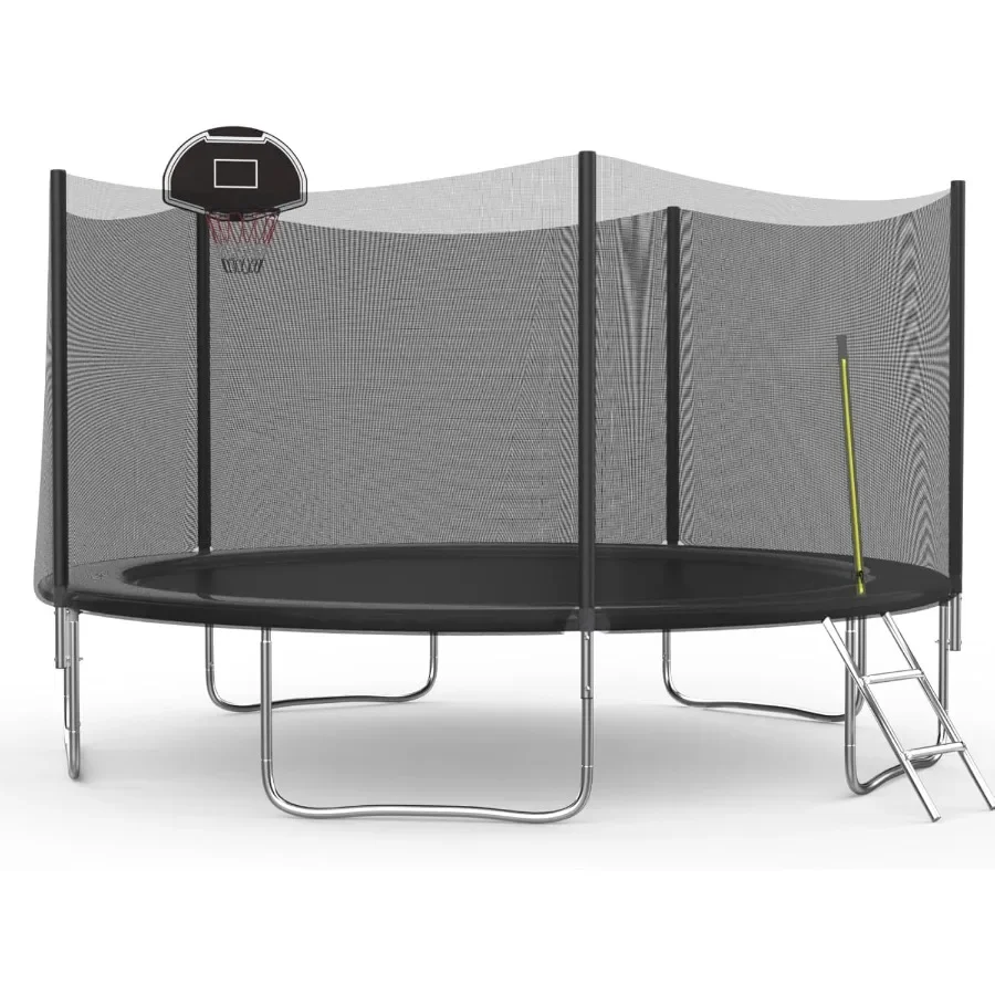 

14FT 12FT 10FT 8FT Outdoor Trampoline for and Adults with Safety Enclosure Net High Weight Capacity from 300 to 1000LBS Perfect