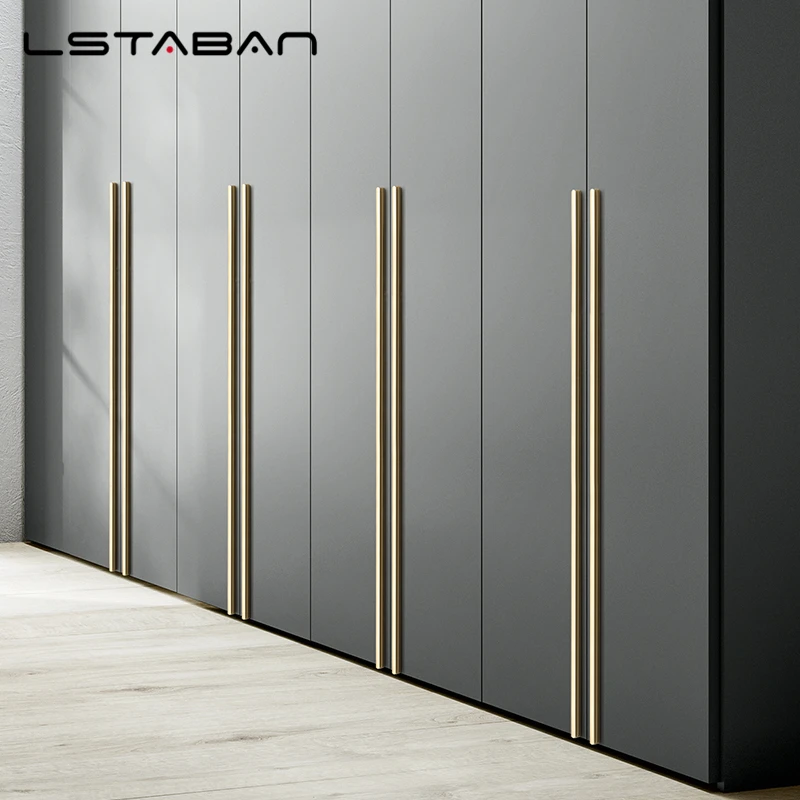 Modern Golden Wardrobe Handle Aluminum Profile Wine Cabinet Door Handle Drawer Black Lengthened Handle Furniture Hardware