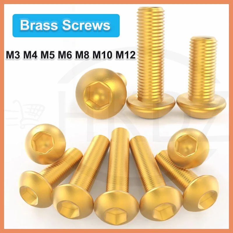Brass Button Head Socket Screws Hexagon Allen Hex Cap Head Bolts M3 M4 M5 M6 M8 *5 6 8 10 12 15 20 25 30 40 50 55 60 80mm