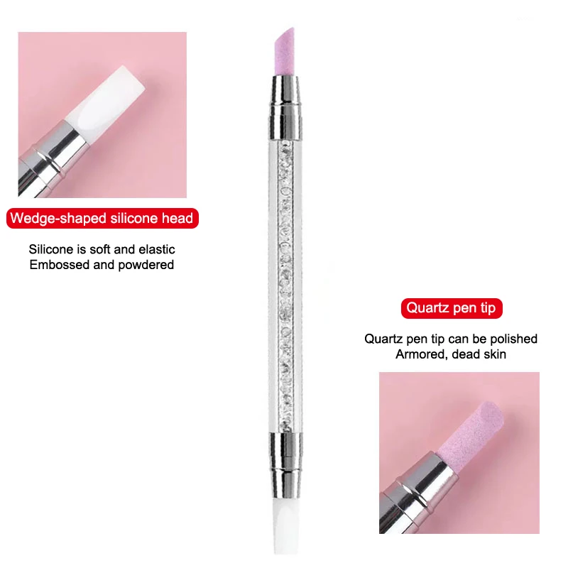 1Pcs Doppel Ende Multi-funktionale Silikon Nagel Stift Quarz Häutchen Nagellack Stick Schleifen Dead Skin Remover für Nagel Stift