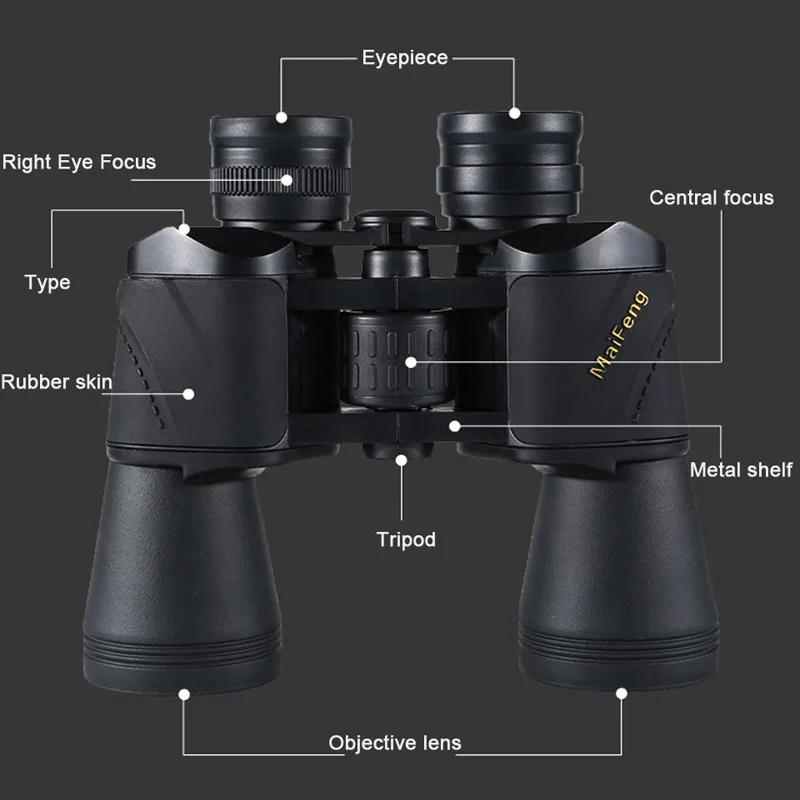 Telescope Maifeng 20x50 Powerful Binoculars Long Range HD Profesionales Low Light Night Vision Spyglass Phone Holder For Hunting