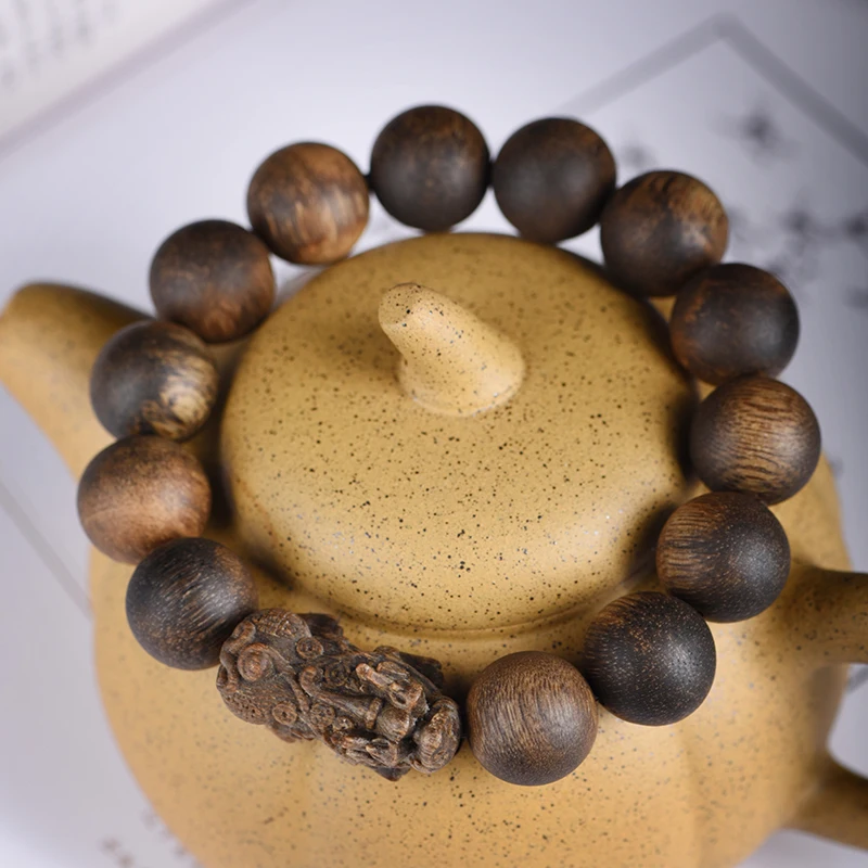 Vietnam Fusen Chess Nan Agarwood Buddha Bracelet Old Material Agarwood Prayer Beads Unisex Wooden Fragrance Bracelet