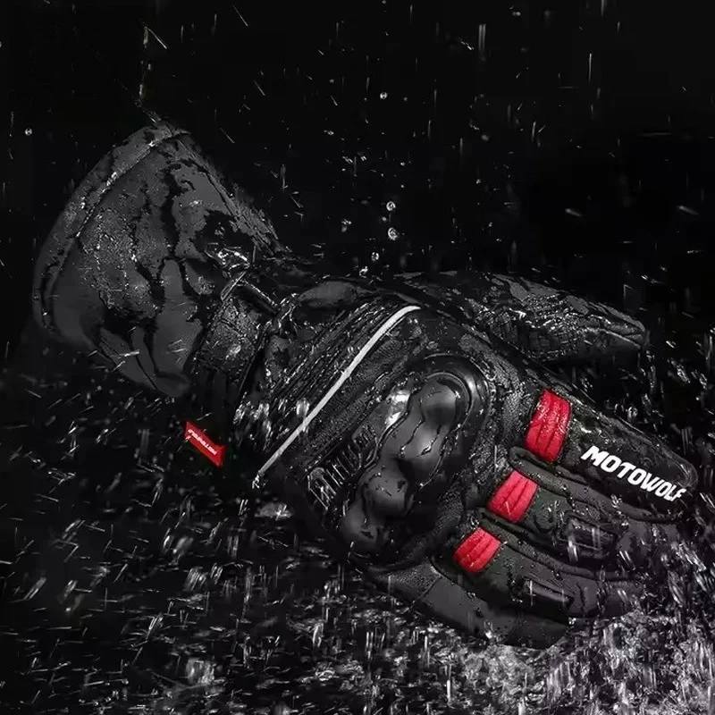 

Winter Motorcycle Thermal Gloves Fleece Windproof Motocross Gloves Leather Moto Equipment Men Waterproof Biker Gloves