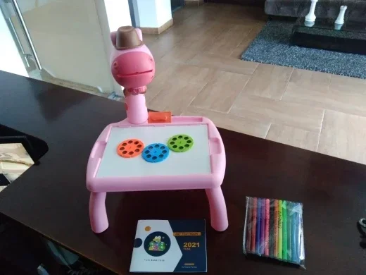 Crianças led projetor desenho arte mesa brinquedo conjunto placa de pintura mesa cedo educacional multifuncional escrita quebra-cabeça brinquedos presentes