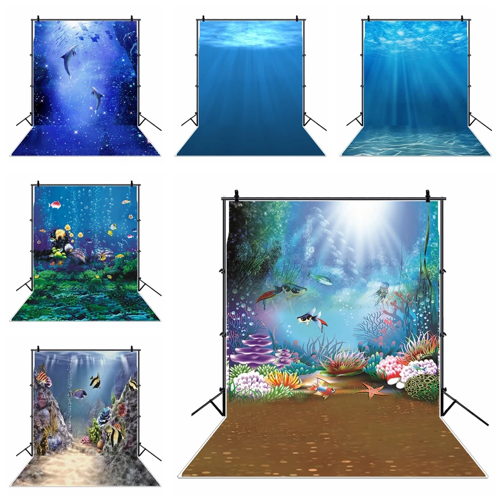 Fondo submarino para estudio fotográfico, telón de fondo con diseño de Mundo Marino, Océano, peces, Coral, acuario, pecera, retrato de bebé