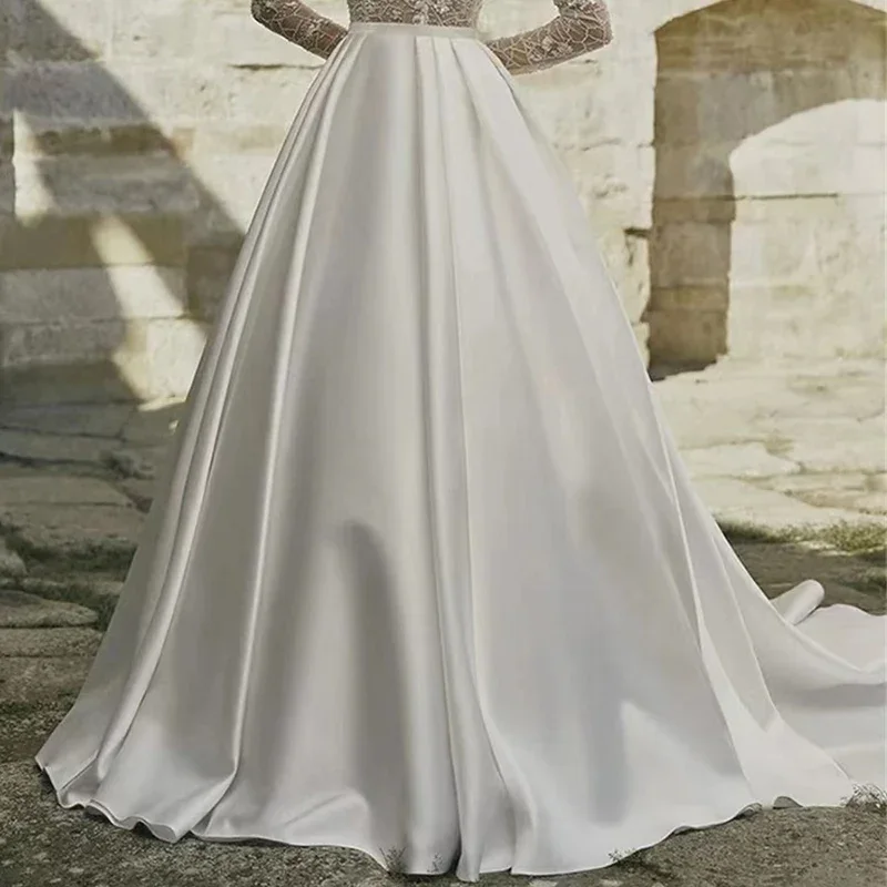 

Satin Detachable Skirt Wedding Removable Train For Dresses Bridal Party Overskirt