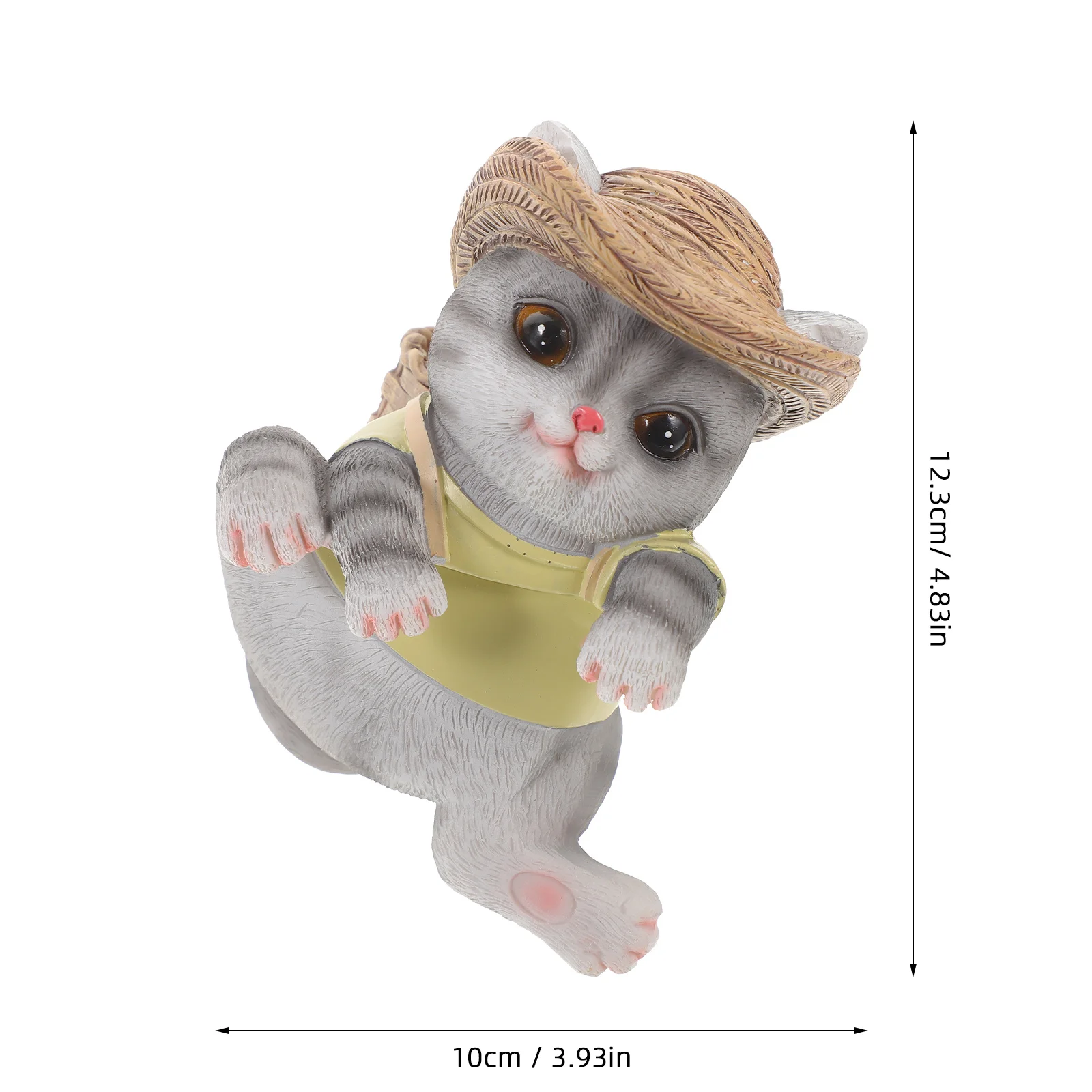 Lifelike Cat Decor for Flower Pot Hanging Cartoon Cat Sculpture Resin Material Home Garden Office Lawn Decoration