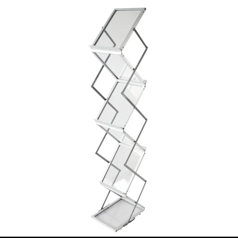 Acrylic Aluminum A4 Brochure Holder Portable Foldable Literature Rack For Tradeshow Magazine Rack Catalogue Stand