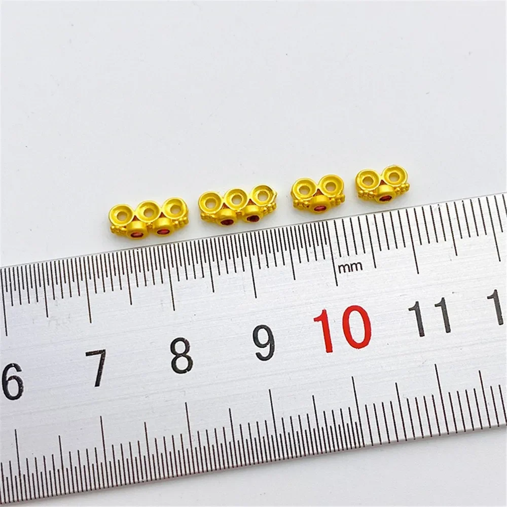 

18k Gold-wrapped Dumb Gold Zircon Double-row Three-row Pearl Spacer Bead Diy Bracelet Necklace Jewelry Accessories