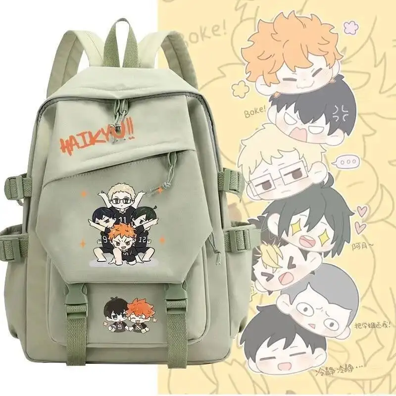 

Anime Game Black Blue Pink Haikyuu Student Teens School Bags Large Capacity Mochilas Backpacks For Gift