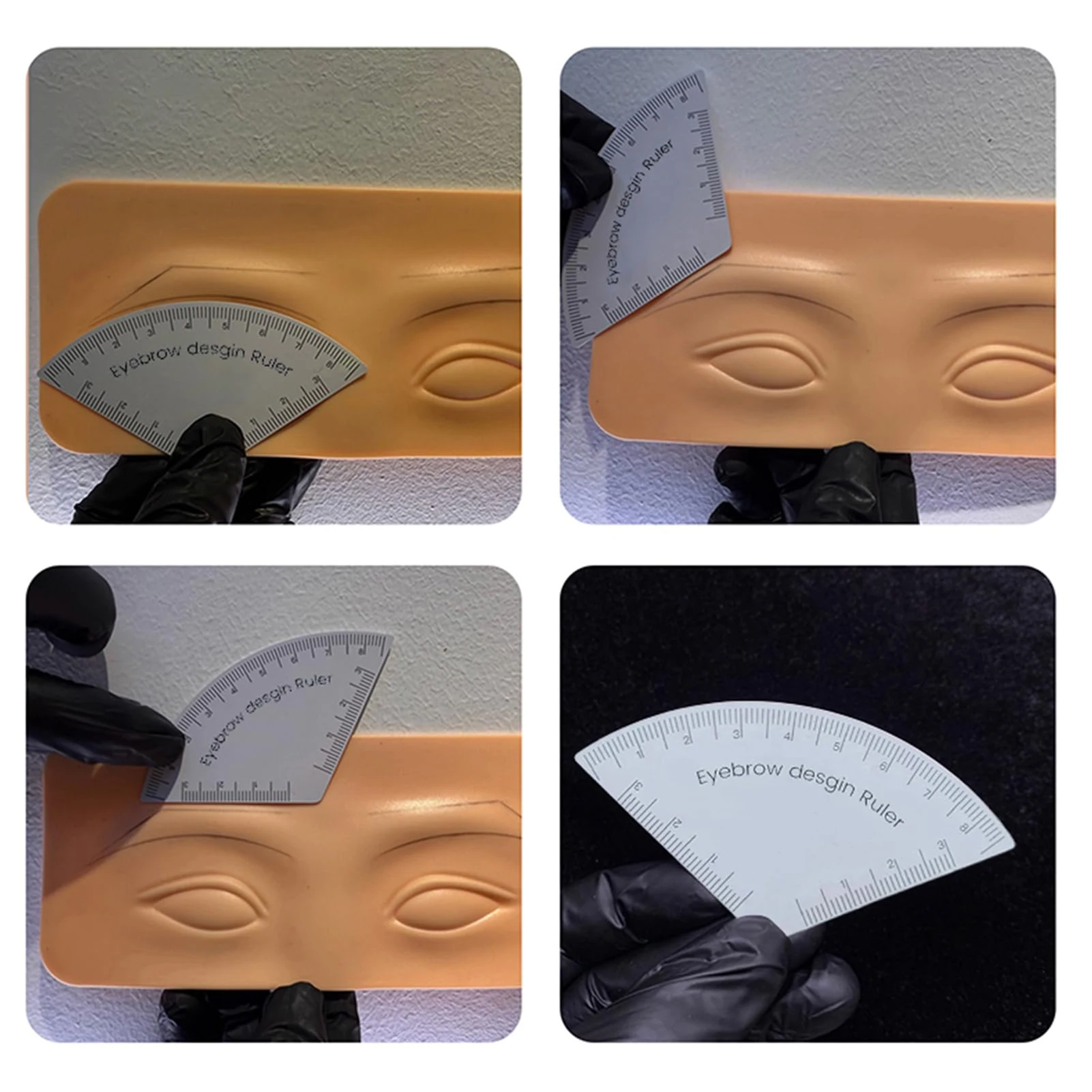 Augenbrauen-Schablonenlineale, weiße PVC-3-Punkt-Positionierungsanleitung für perfekte symmetrische Augenbrauen, schnell zusammenklappbare Make-up-Tools