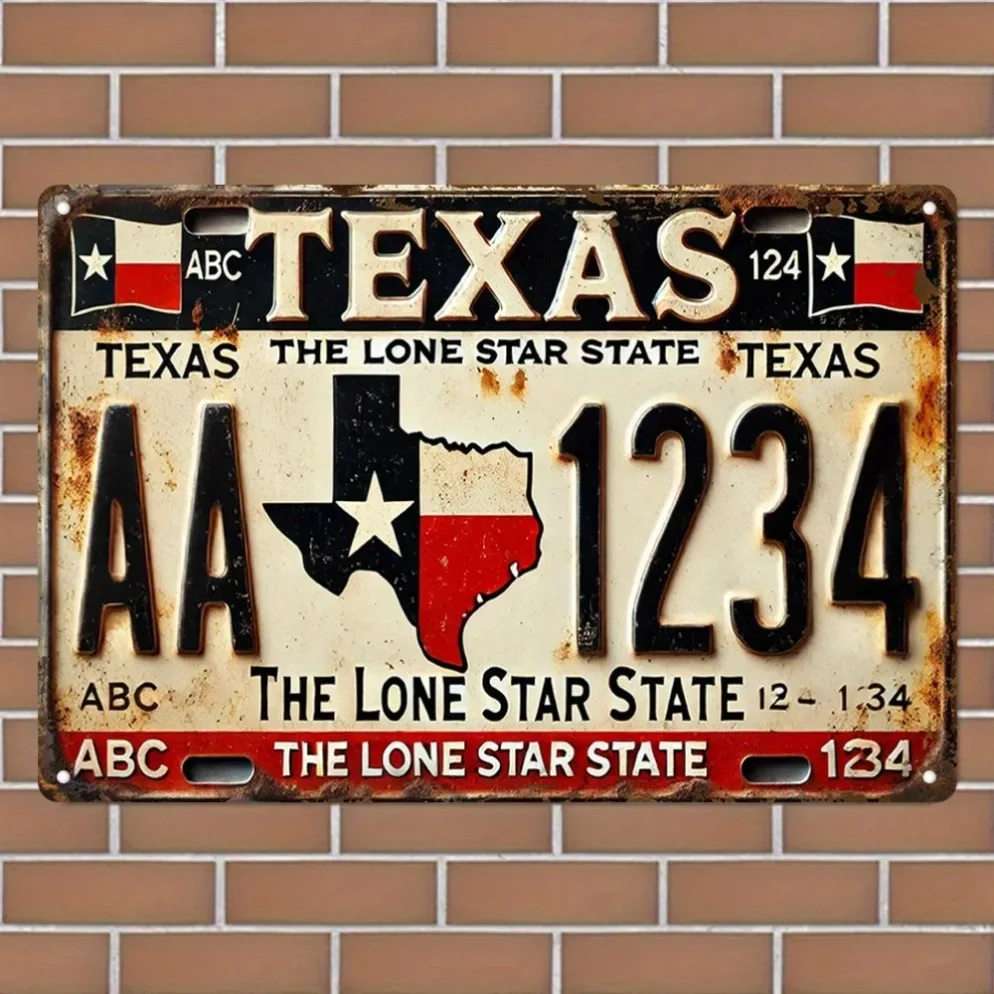 

Vintage Iron Sheet Painting,Vintage Texas License Plate Decorative ,Including Sprinkler and Gardening Tools