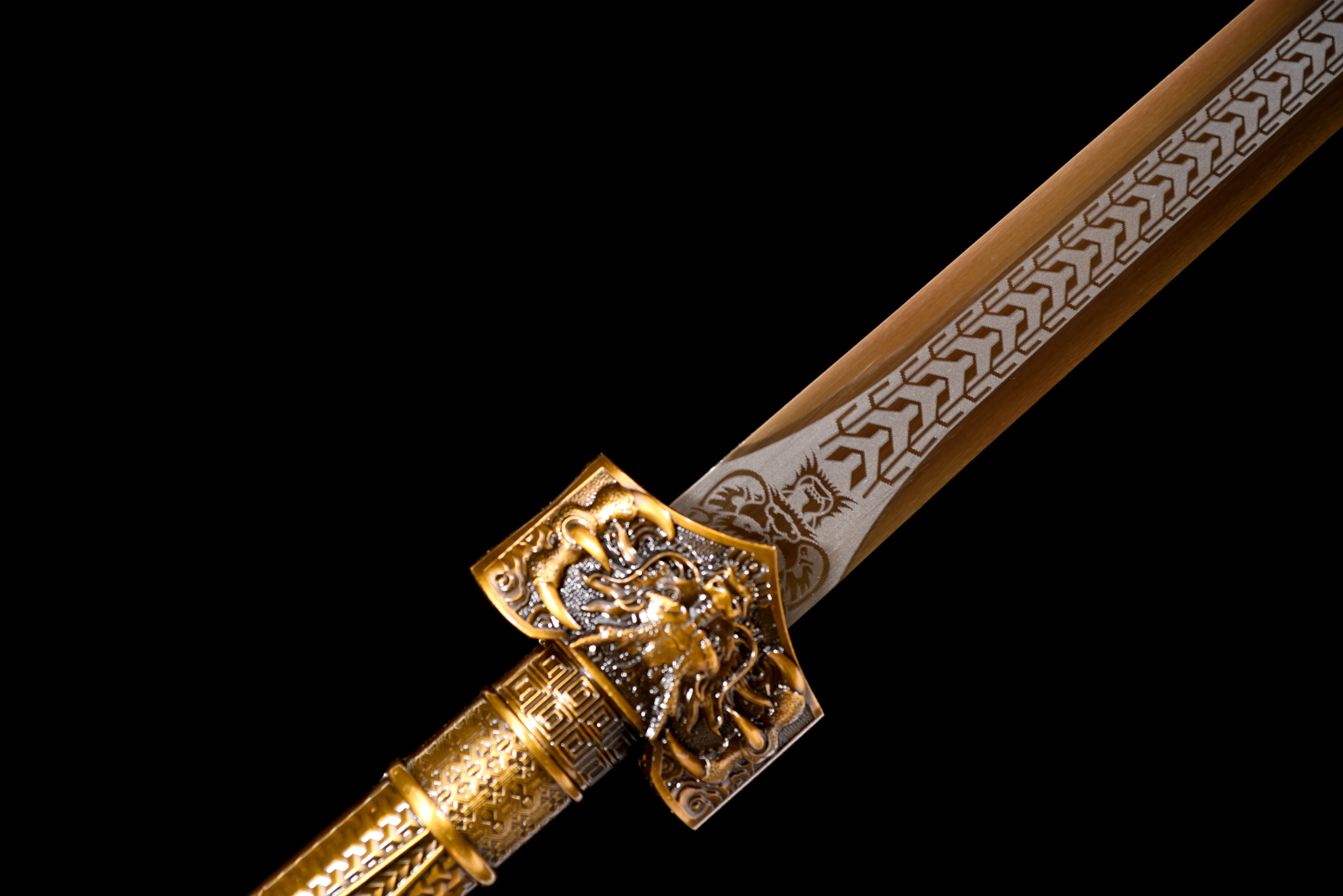Chinese cosplay emperor Golden Dragon Sword and True Steel Blade  Not Sharp Katana   Ninja Knight Martial Arts Enthusiast Gift