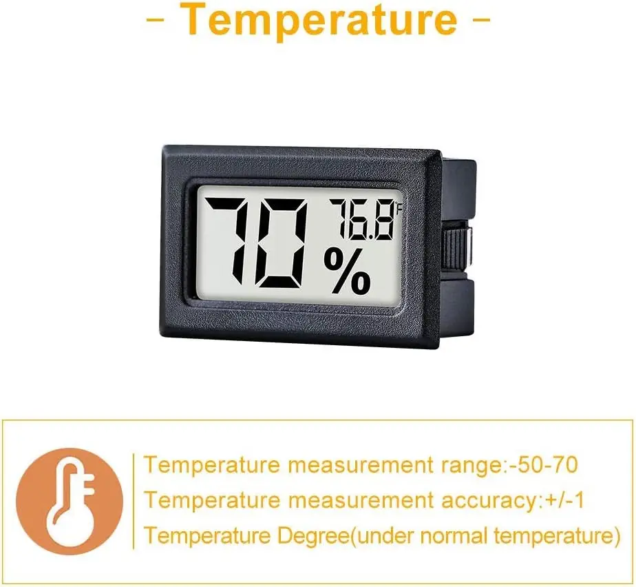 Mini misuratori digitali di umidità e temperatura, termometro interno, igrometro, display LCD Fahrenheit ( ℉ ) per serbatoio per rettili, vasetti