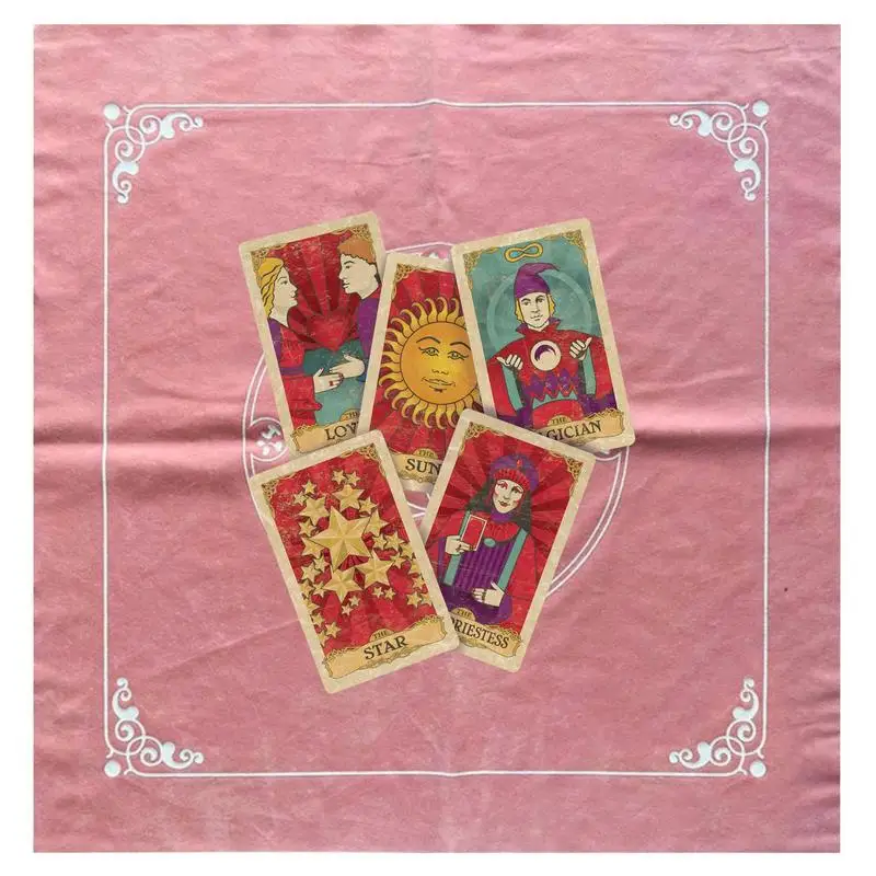 Tarot Cloth Pink Square Tarot Cards Tablecloth Spread Cloth For Tarot Lovers Psychological Counselors And Magicians Board Game