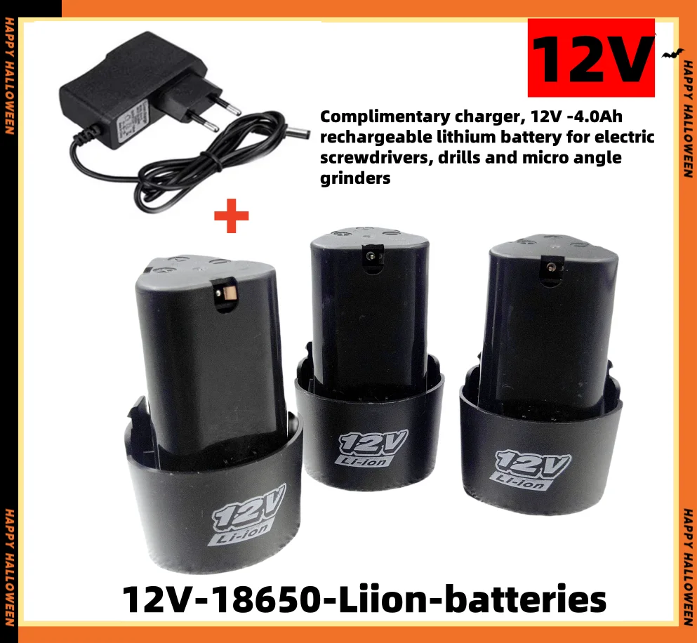 Kostenloses Ladegerät, 12-Volt-4,0 Ah wiederaufladbarer Lithium-Akku für Elektroschrauber, Bohrmaschinen und Mikro-Winkelschleifer