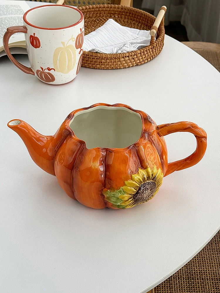 

European town rustic pumpkin teapot modeling ceramic creative ornaments vase