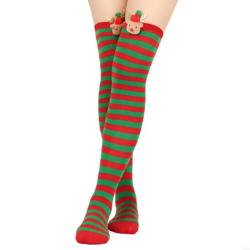 N0HE MULHMAS CARTO 3D PLUSH THIGH SOCKS HIGH MADEIRAS FIOSA LIDADOS