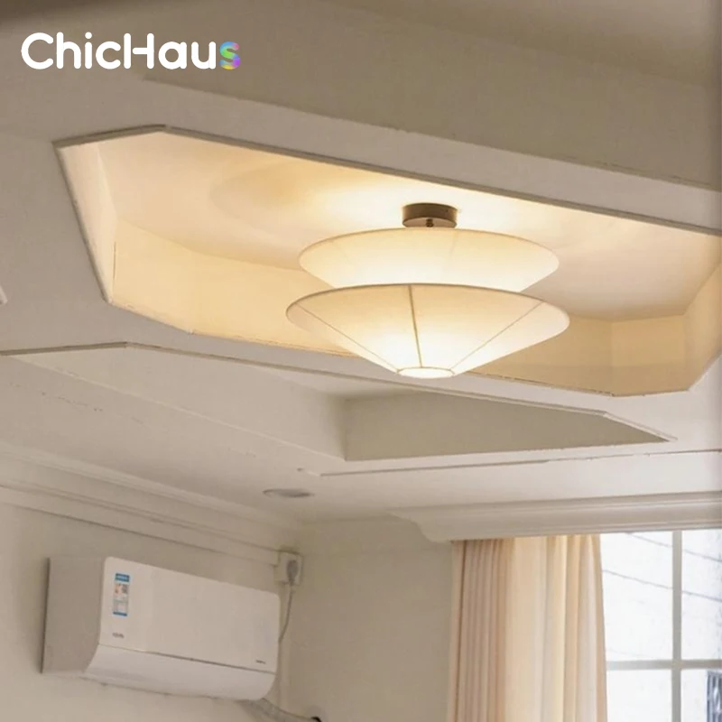 

Французский средневековый потолочный светильник в кремовом стиле, современный тканевый потолочный светильник для спальни, декора гостиной, Wabi Sabi White Ceiing, лампа