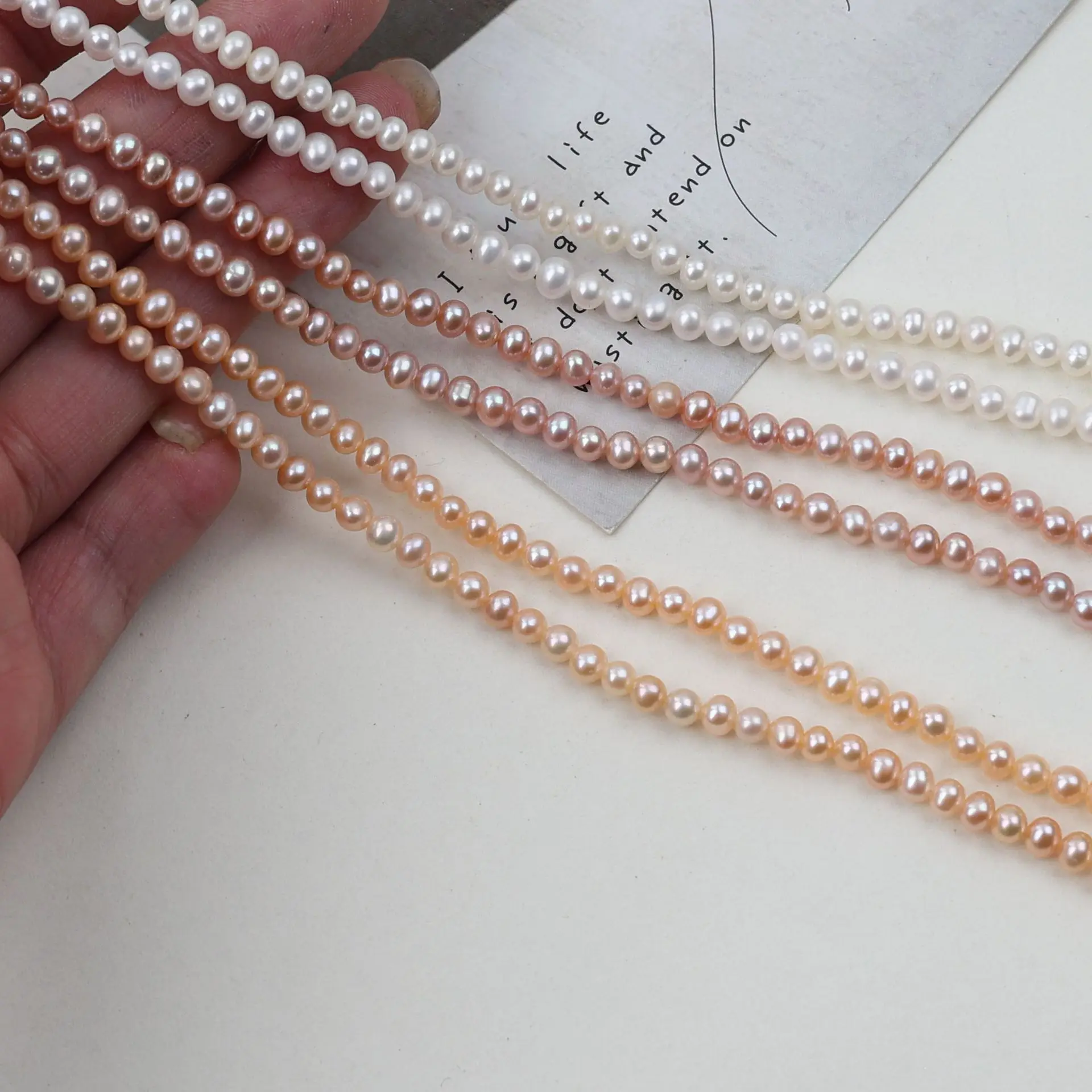 4-5mm White Purple Round Freshwater Pearl Loose Beads Handmade DIY Necklace Bracelet Earrings Making Jewelry Accessories