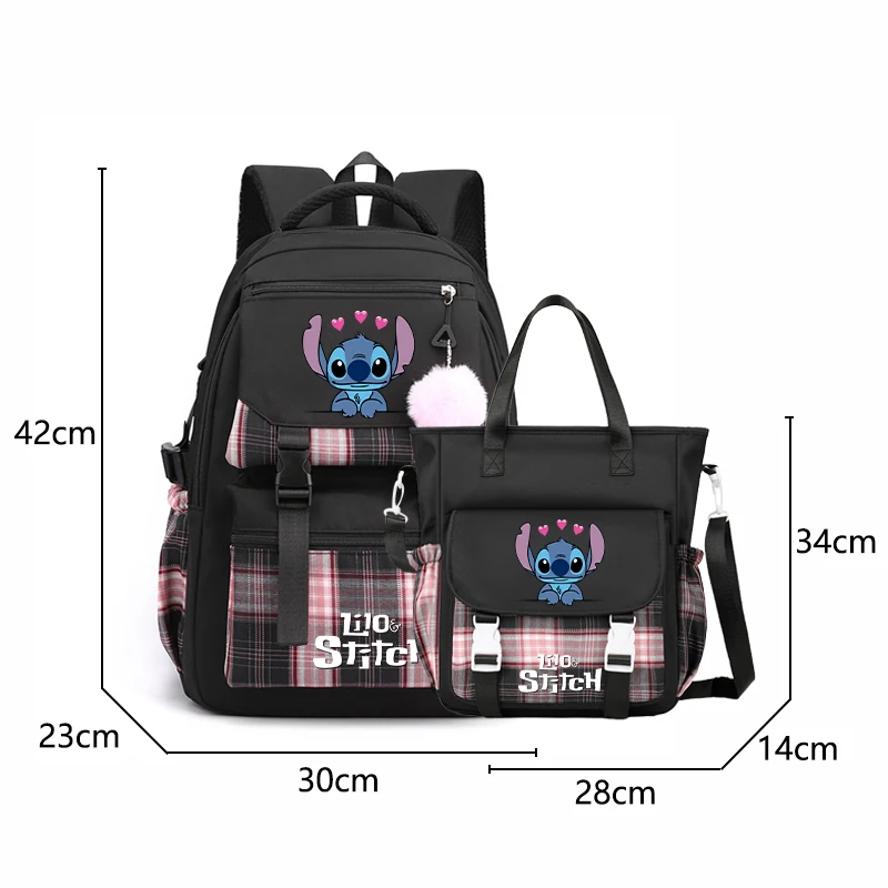 2Pcs/set Disney Lilo Stitch Backpack Teen Students Back To School Schoolbag with Shoulder Bag Girl Boy Women Commuter Bag Set