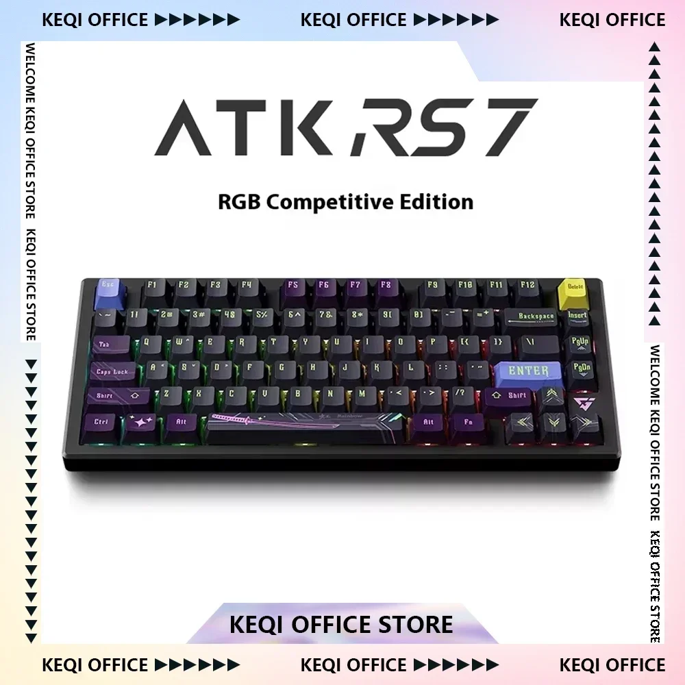 

ATK RS7 Магнитный переключатель Механические клавиатуры Алюминиевый сплав Rgb 8k Скорость возврата Rt Регулируемая проводная клавиатура на заказ ПК Киберспорт